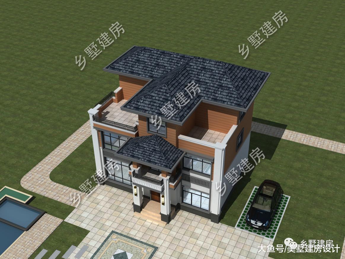 茶室+双露台完美设计! 这款12X9米的农村小别墅实在太美了!