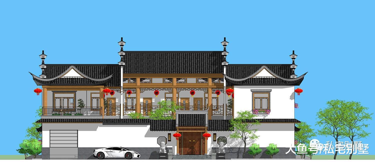 传承经典, 创新2019, 徽派两层三合园中式别墅户型你值得拥有
