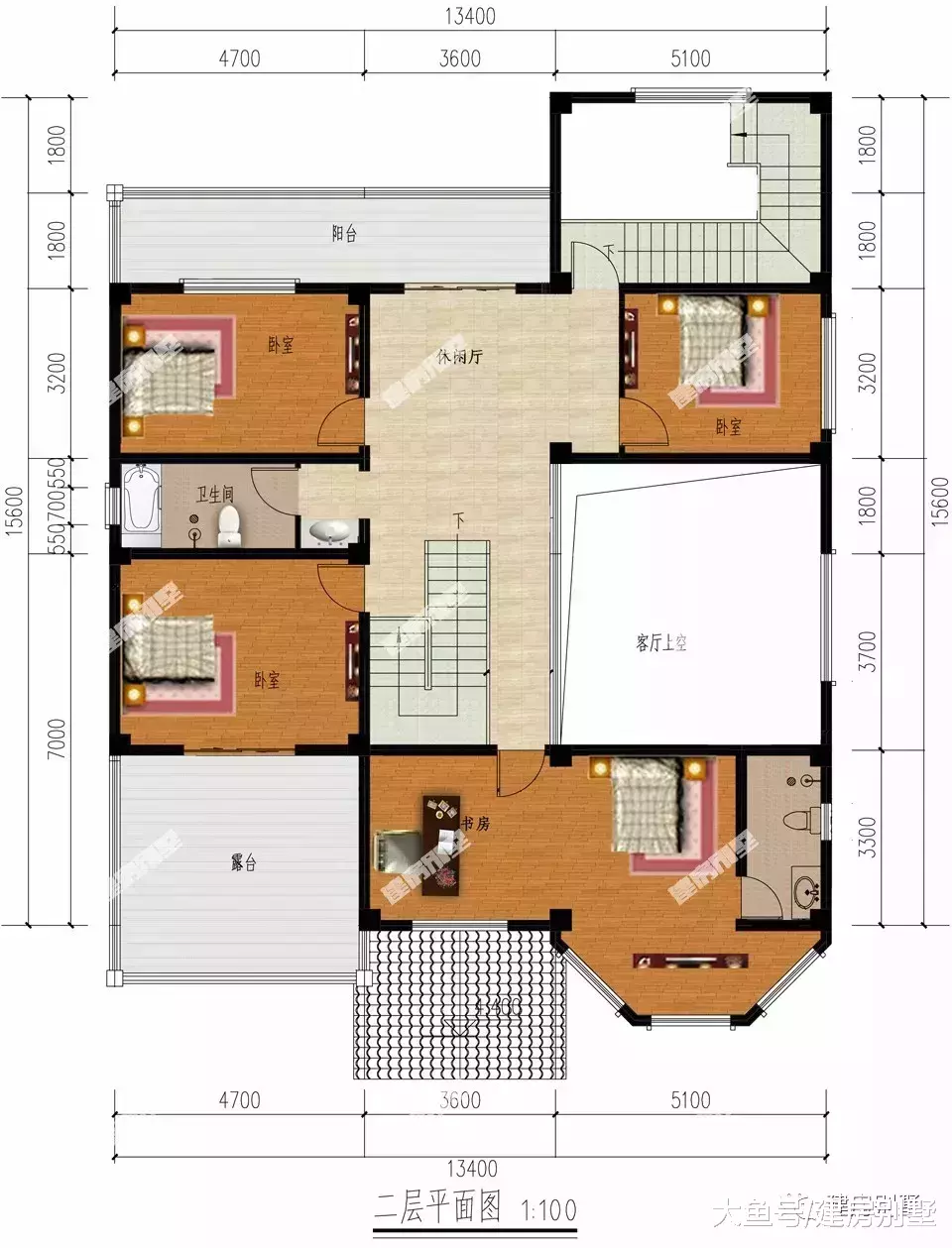 使用多边形窗的两层农村自建房, 第一栋还设有土灶房