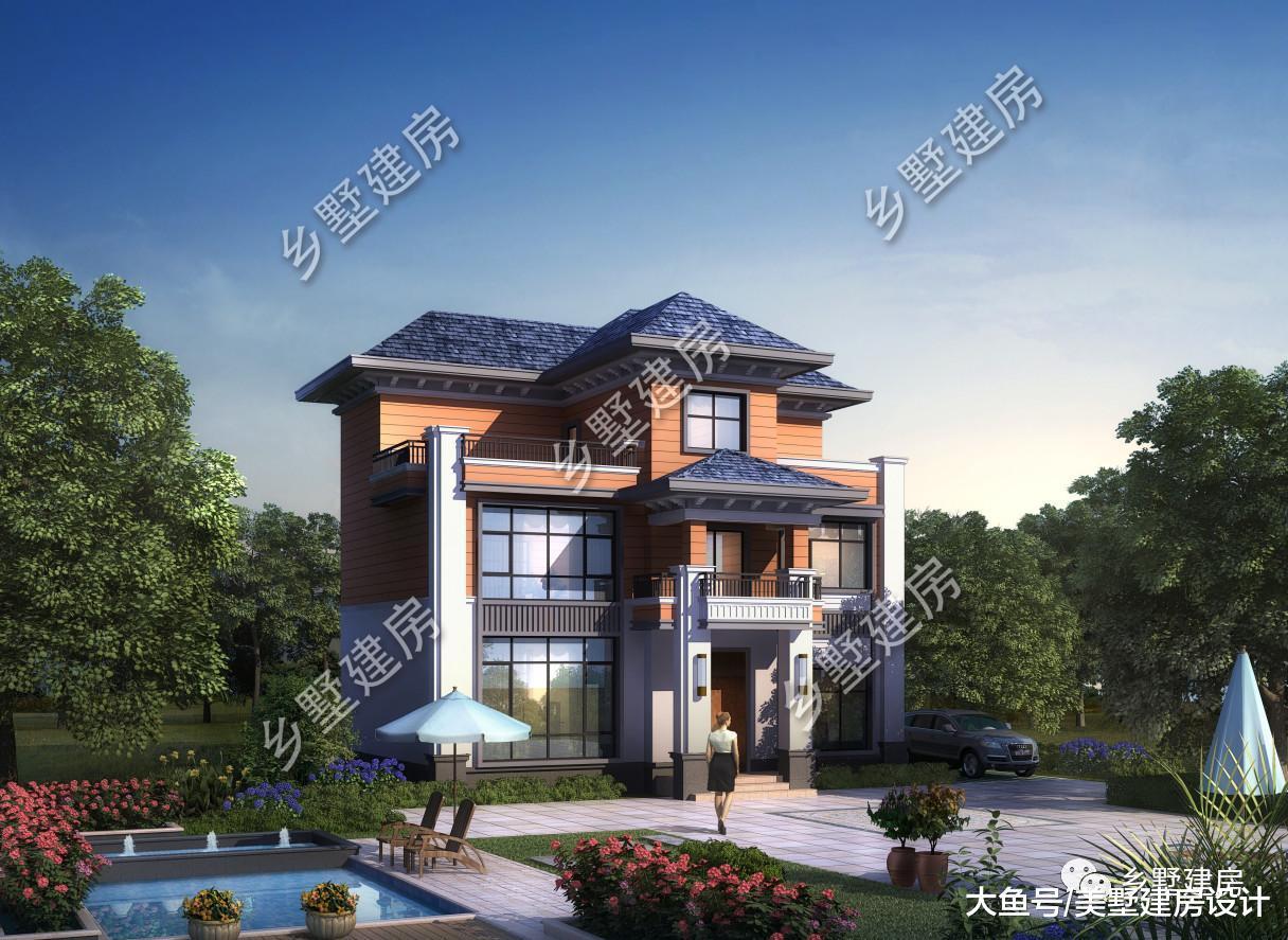 茶室+双露台完美设计! 这款12X9米的农村小别墅实在太美了!