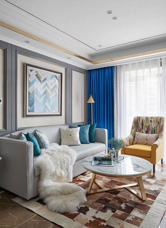 105㎡现代简约与美式风格混搭, 开放式厨房设计, 儿童房很漂亮