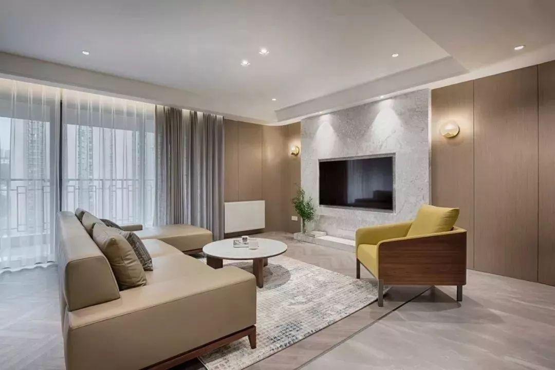 木质+大理石, 电视墙这样装, 显高档!