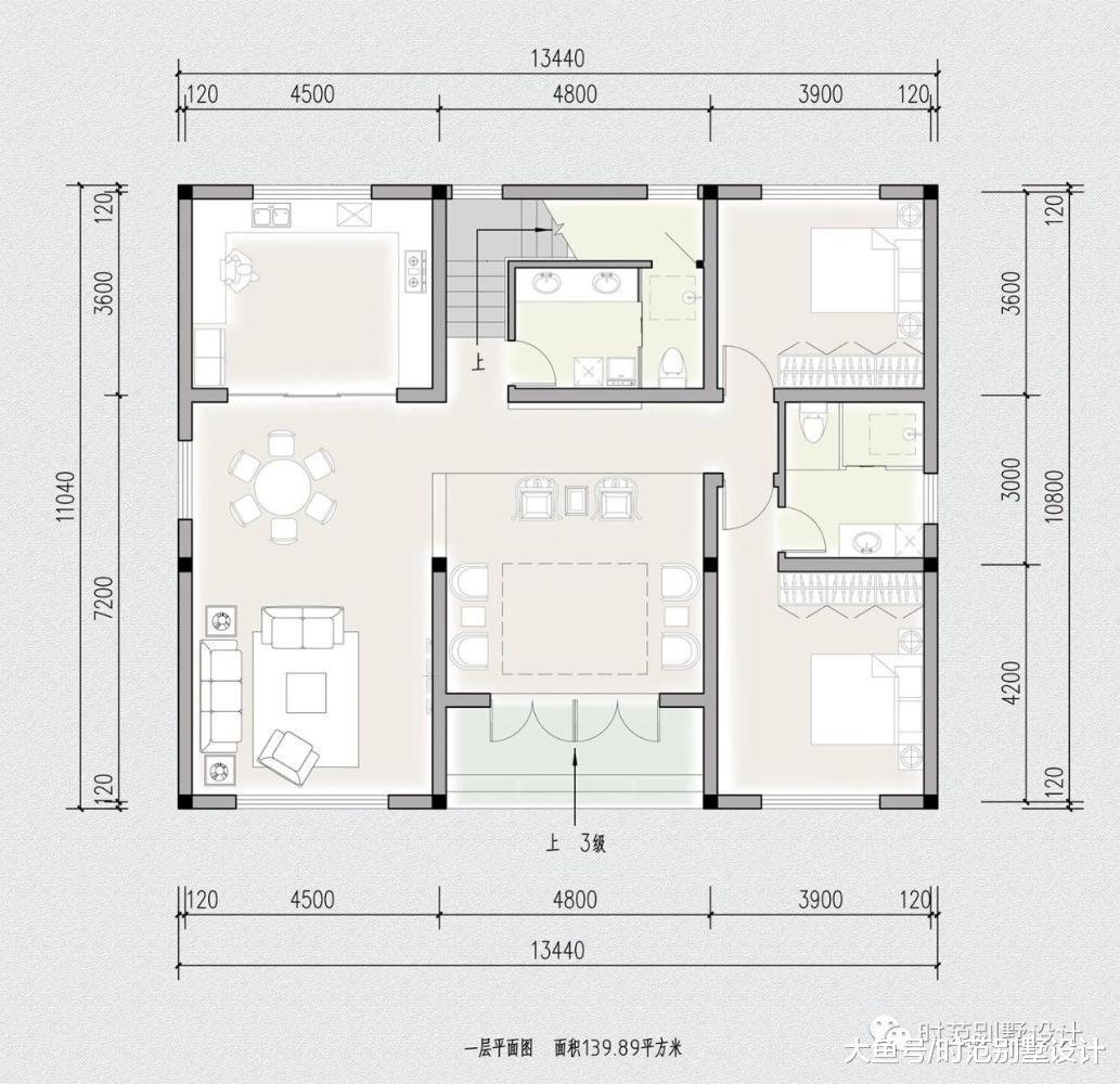 带庭院10x13米二层中式别墅, 花鸟山水间的千百年传承