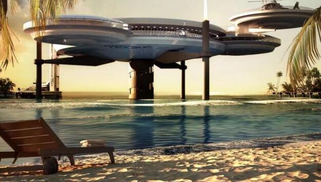全球唯一一个十星级海底酒店, 外型酷似外星建筑, 和鲨鱼做邻居