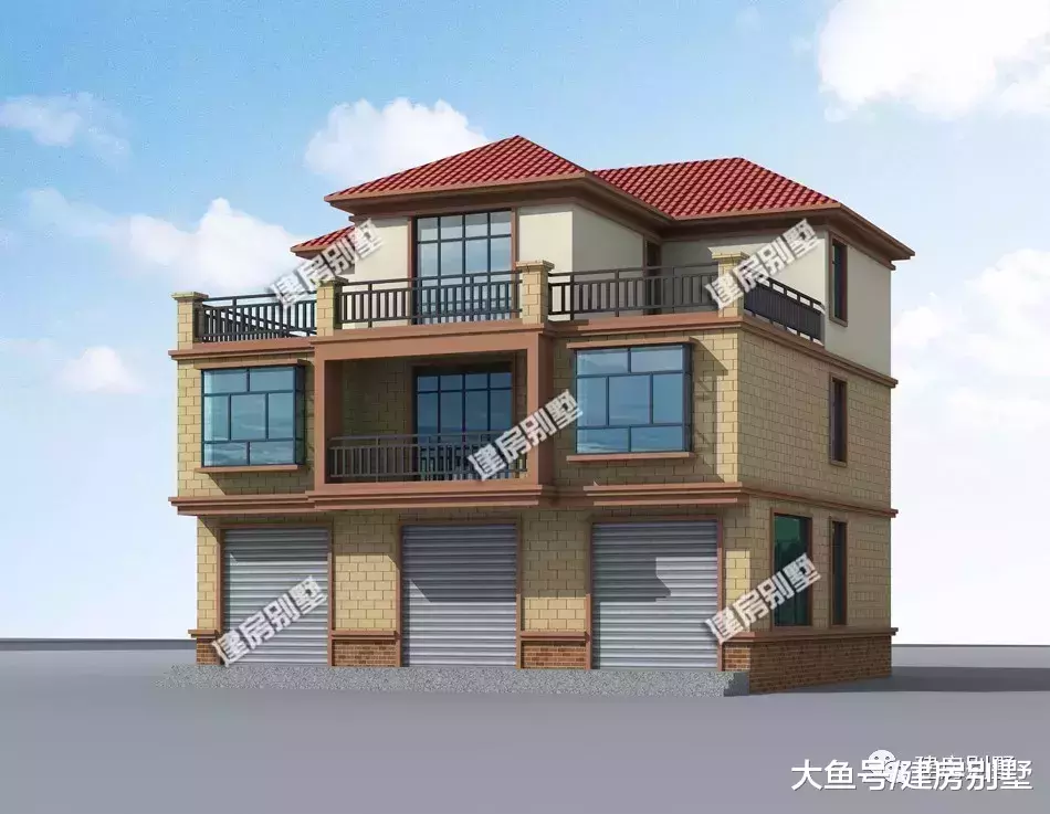 16.2×12.2米农村别墅, 带门面设计, 能带来财运的旺宅