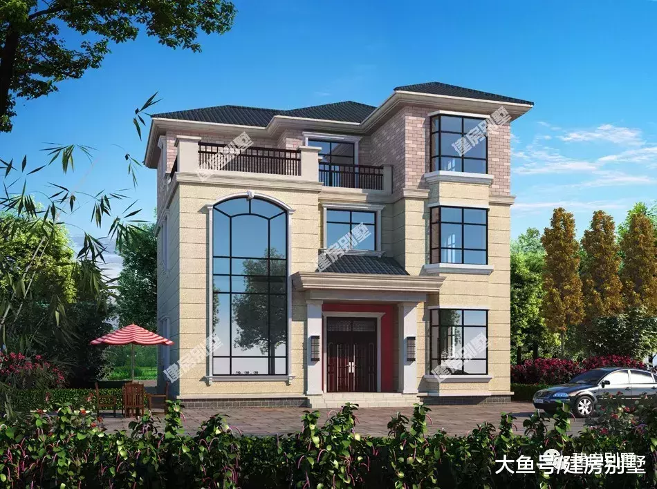 两栋面宽12米的三层别墅, 外观简约大气, 布局一个比一个好