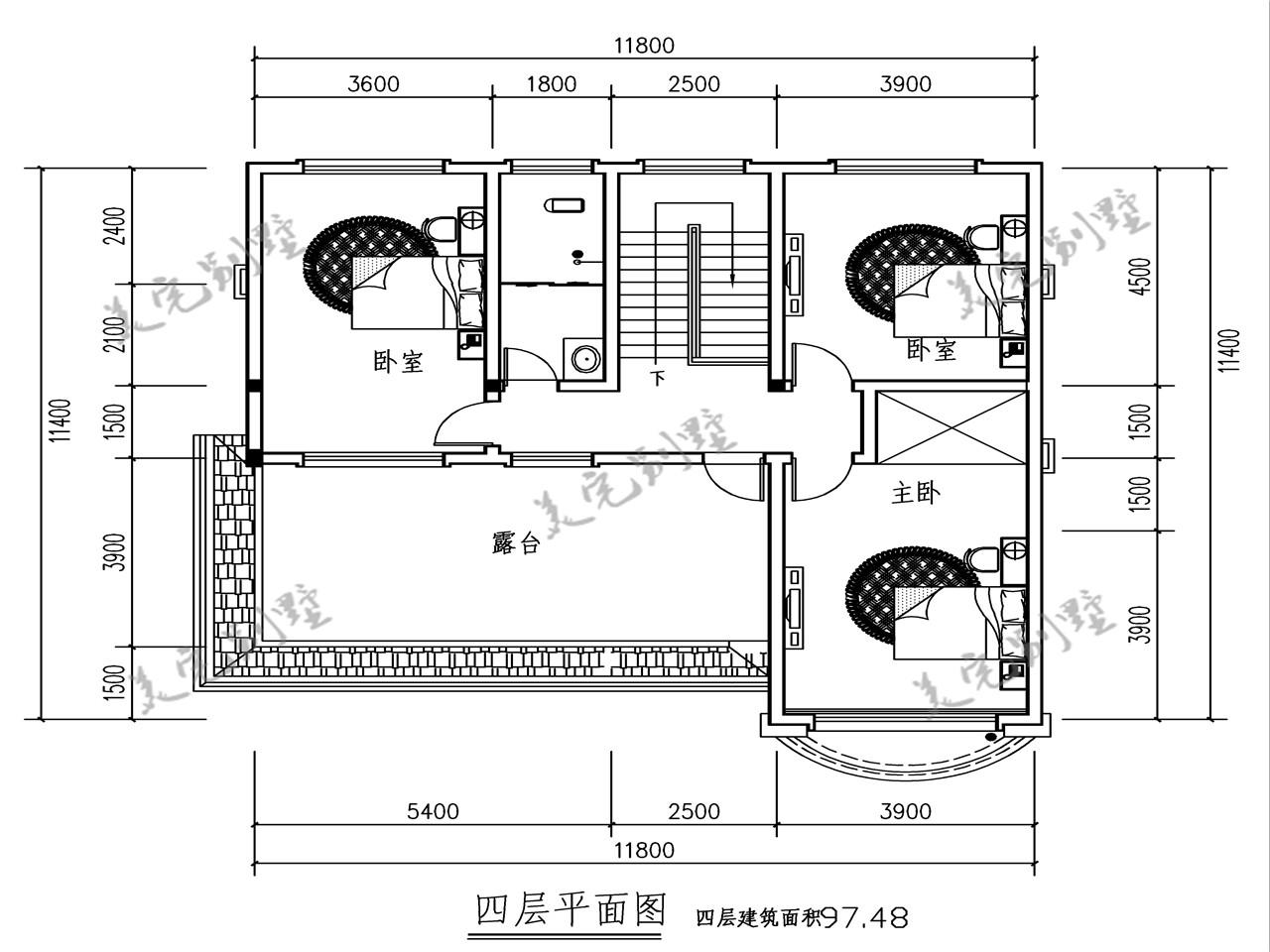 11.8X11.4简约欧式户型, 老人房带独卫