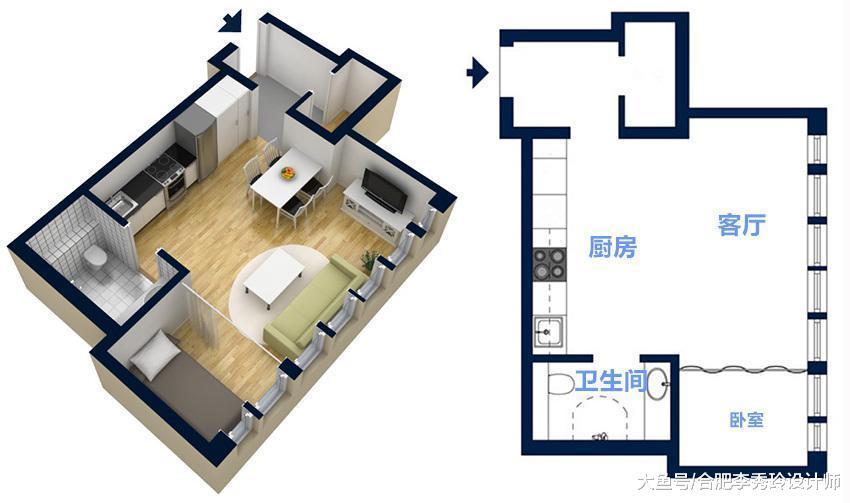 参观朋友合肥小公寓, 就27平但客厅餐厅全都有, 卫生间还干湿分离