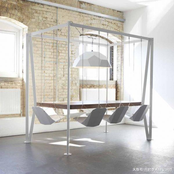 两根吊绳中间固定一块木板, 吃饭就像荡秋千, 朋友来家里玩, 眼前一亮