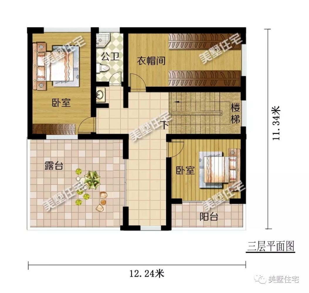 12X11米现代风美墅, 清爽简约, 建一栋有面儿又有范儿
