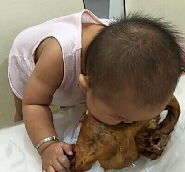 妈妈买回一只烤鸭, 转身烤鸭不见了, 来到客厅一看, 气乐了
