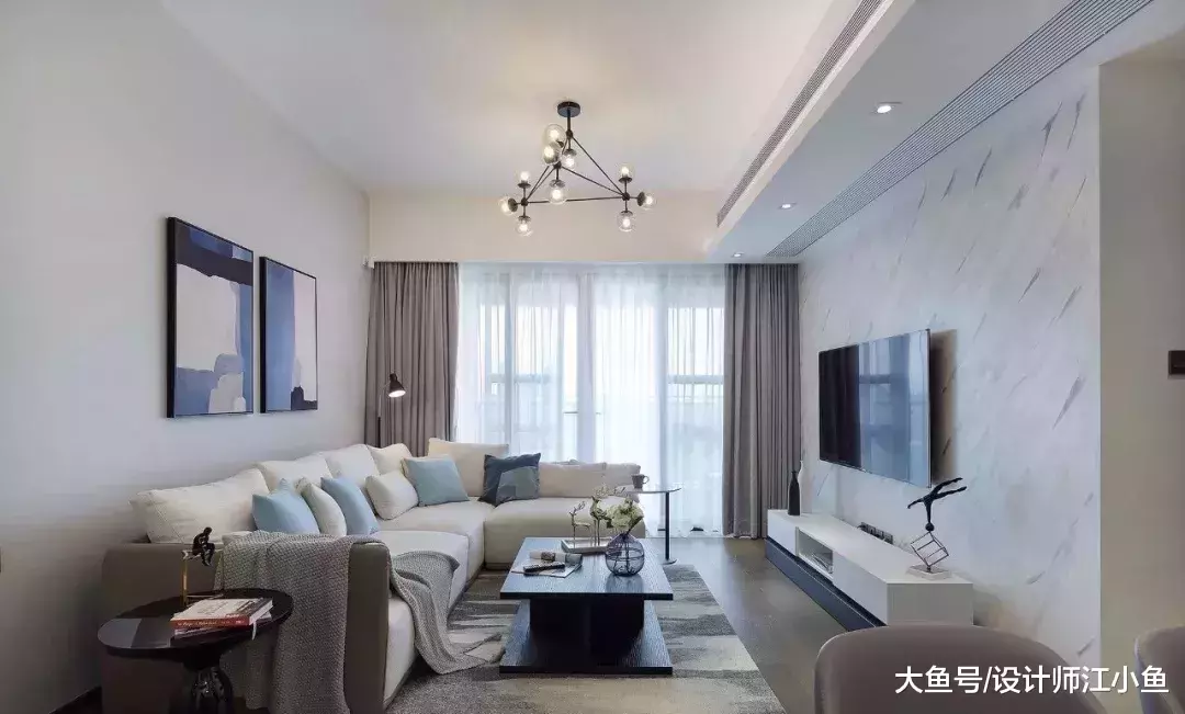 120㎡的现代风三室, 有了中央空调还能这样吊顶, 赞!