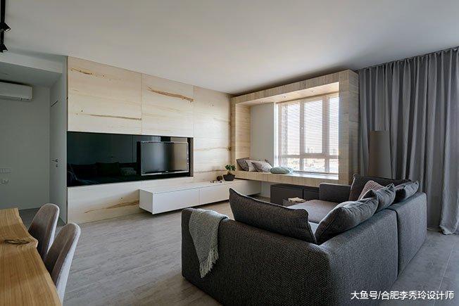 合肥126平新房, 客厅用木框做飘窗, 儿童房打通一房两用, 有创意