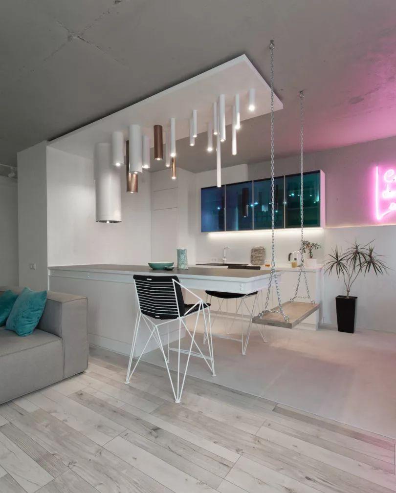 100平米女性向室内设计的公寓 竟然还有秋千