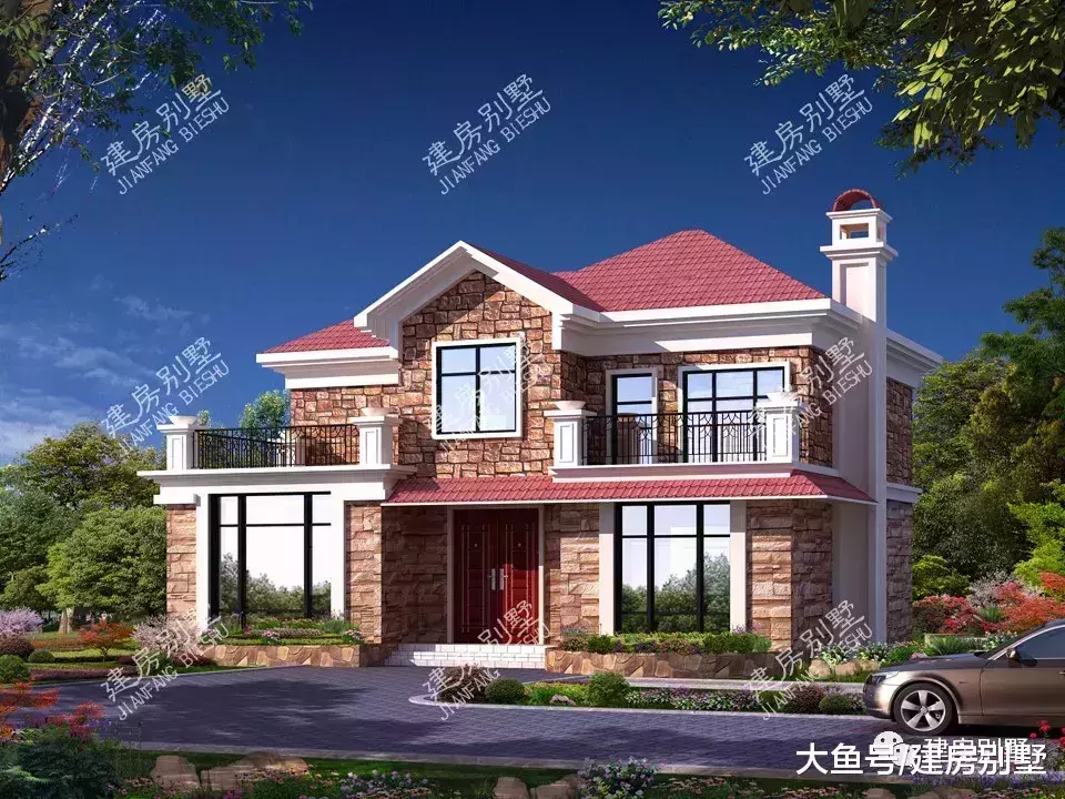 文化石装饰别墅确实很漂亮, 这栋两层自建房都在争着建