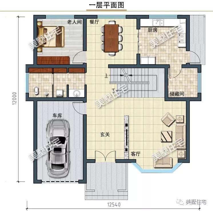 12X12米二层小别墅, 还带露台和车库, 村里人看了都羡慕