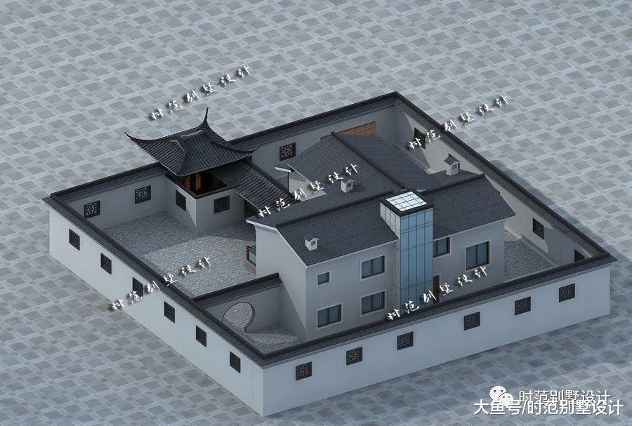 15x13米二层中式别墅，4室3厅带庭院，一廊一檐都是家的模样