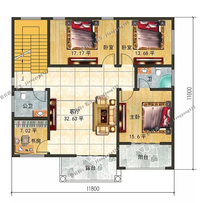 面积差不多的5款别墅，三层砖混结构，最后一款还带柴火间