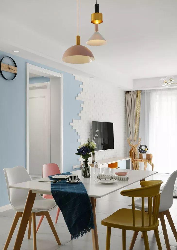 120平北欧清新舒缓的气质美居，灰蓝色+茱萸粉，让人眼前一亮