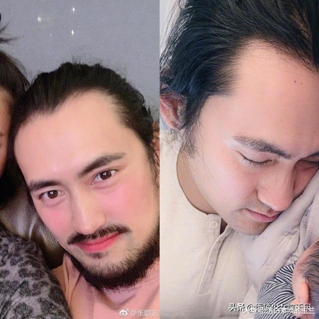 张歆艺首晒袁弘与宝宝温馨合照 却被袁弘的发际线抢镜了