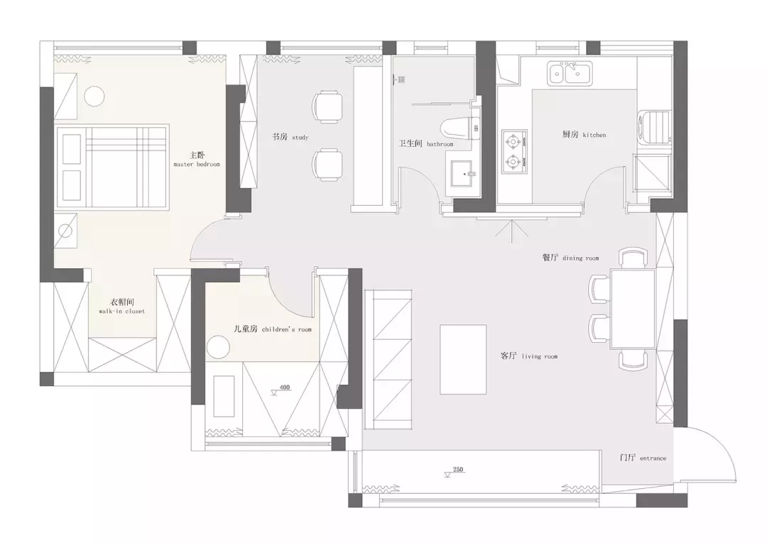 巧妙的客餐厅布局方式，让103平看起来比140平都大