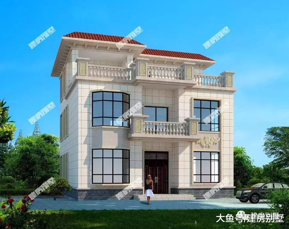 开间11米的农村自建房, 第二栋平屋顶设计, 漂亮造价低