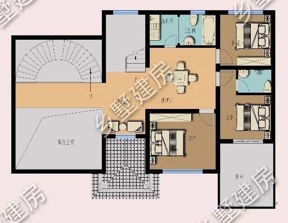 16x12米三层欧式农村别墅, 浪漫的造型在家乡别具一格