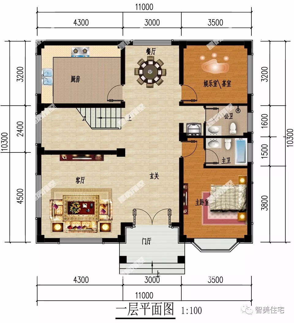 6栋平屋顶设计的四层别墅，包含中式、现代和欧式风格