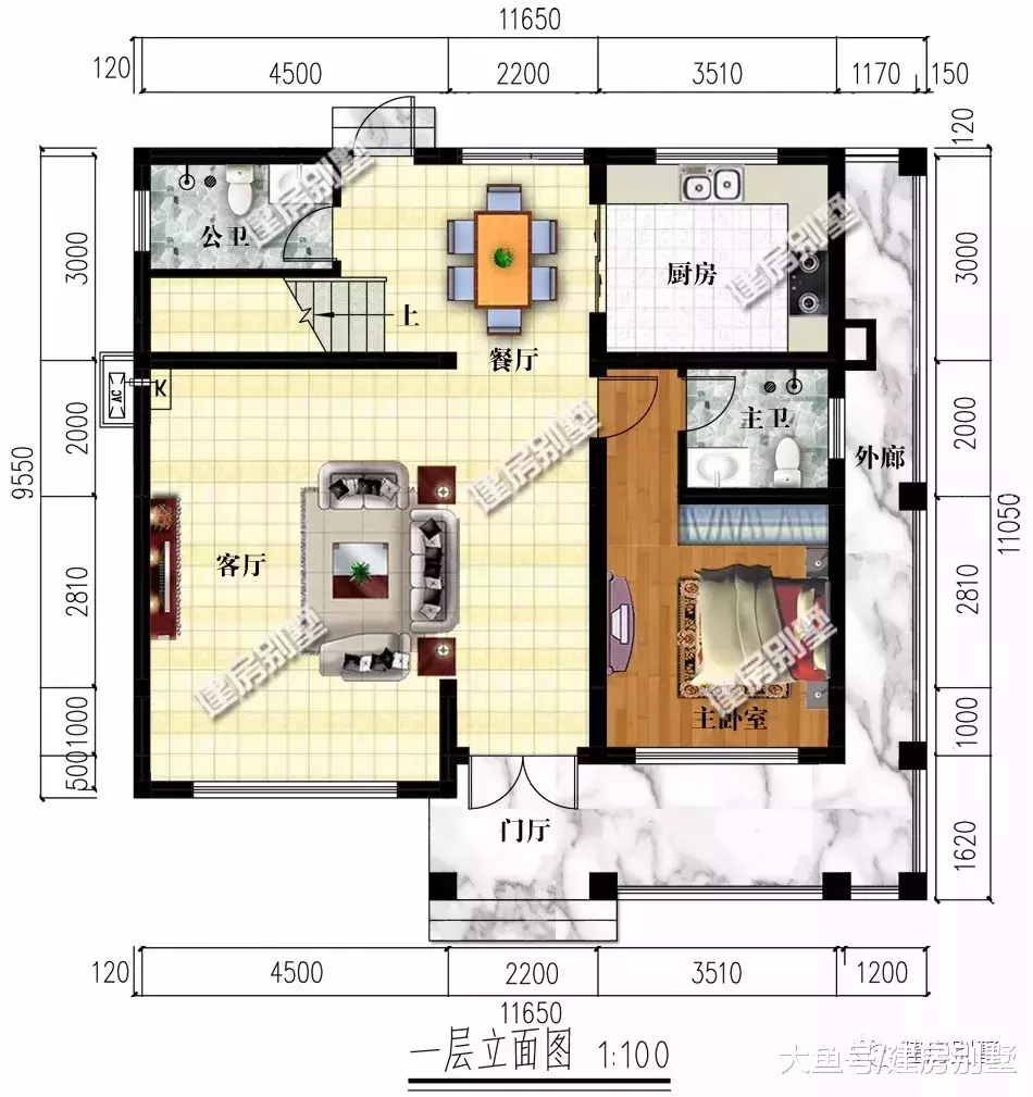 20万可建的农村自建房，户型一平屋顶设计，第二栋通透实用