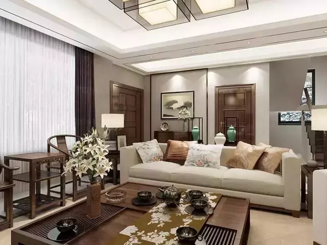 278㎡中式小別墅，客廳高檔石材很大氣，根雕茶室也別具韻味！