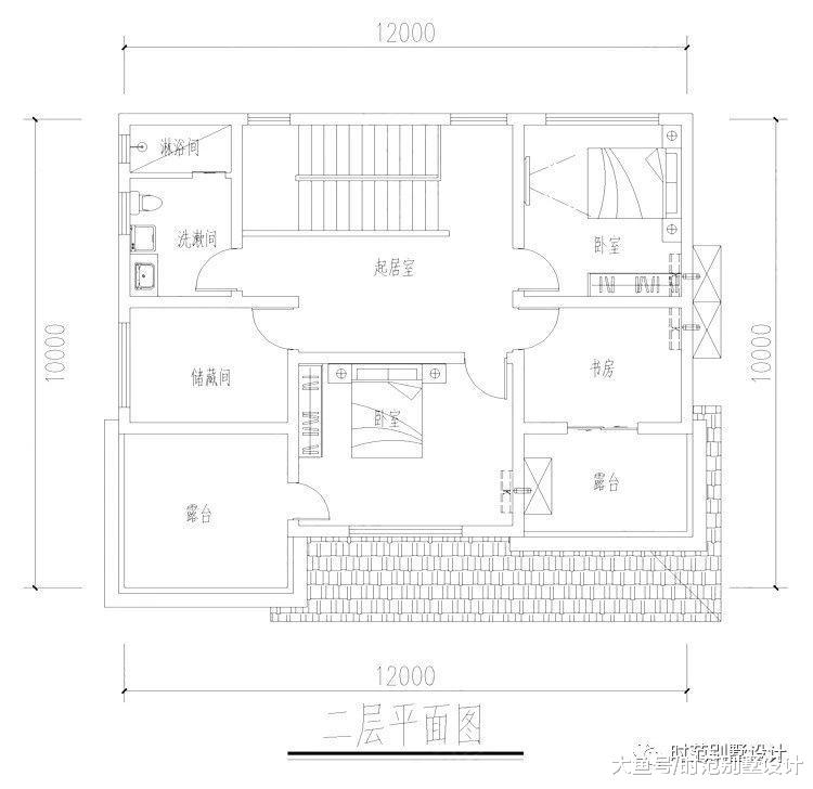 10x12米二层农村小别墅, 6室2厅2露台, 适合农村自建