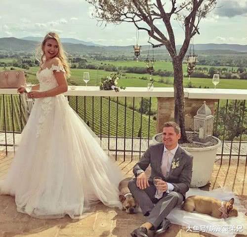 照婚纱照时狗狗睡婚纱上，接着男主人动作亮了，狗：欢迎加入我们