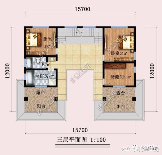 农村三层四合院别墅，天井+挑空客厅，既古典又洋气！