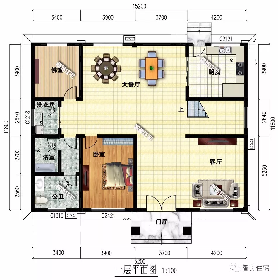 15.2×11.8米农村别墅，施工没难度，造价42万