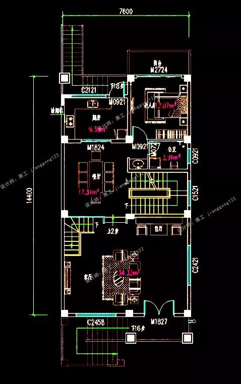 8×15米复式豪华农村别墅，带车库架空层，农村地势底就建这款