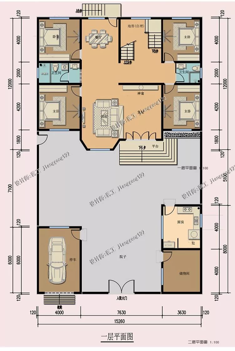 6款二层农村别墅，款款带车库，南方人和北方人都可以建