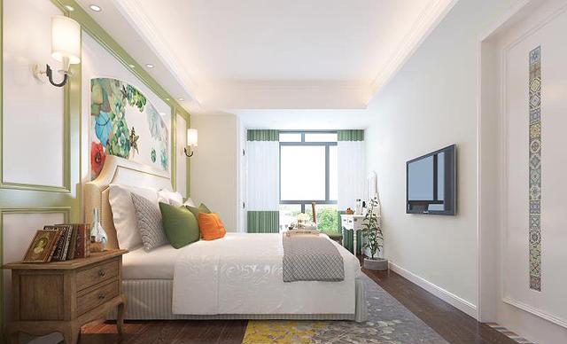 91平米美式风，绿色是自然的代表，昭示着生机与活力，希望与健康