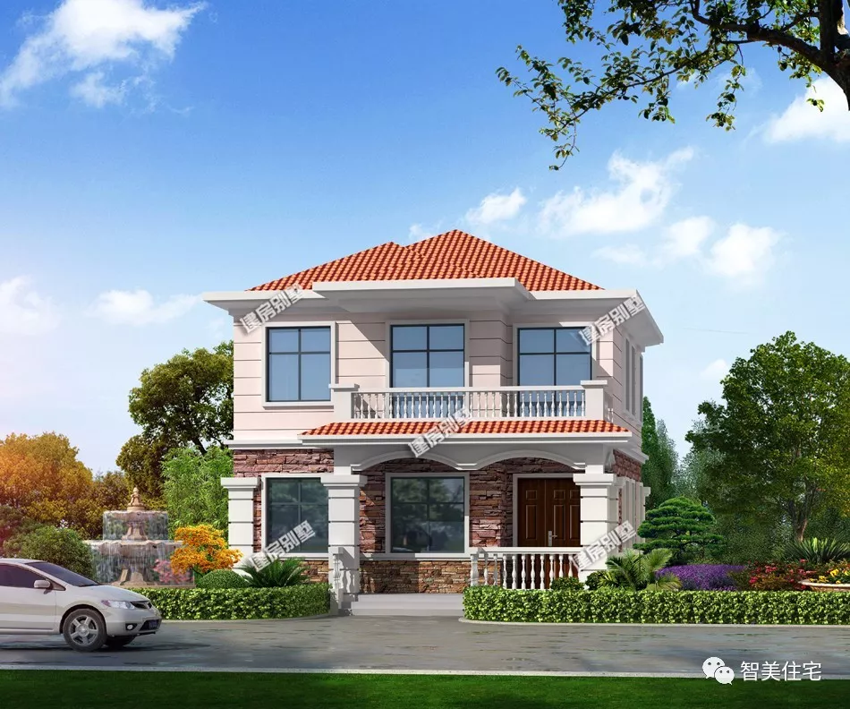 宽8-9米的小两层别墅，室内通透性好，主体造价低