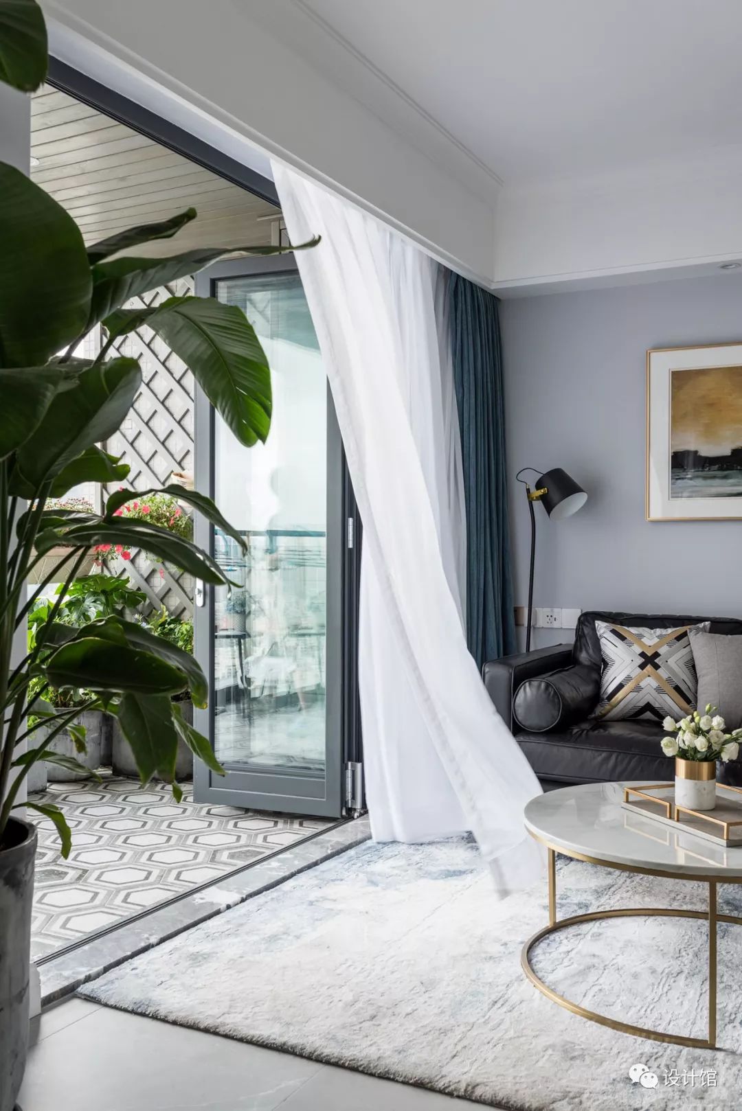 126㎡现代美式，蓝灰色的轻奢