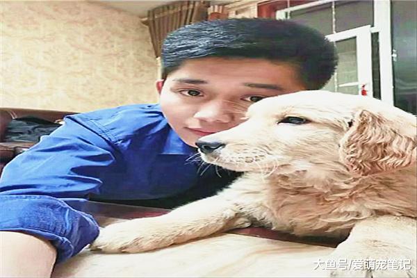 金毛荡千秋时害怕摔倒，jiojio一直扶着绳子，享受的表情萌翻路人