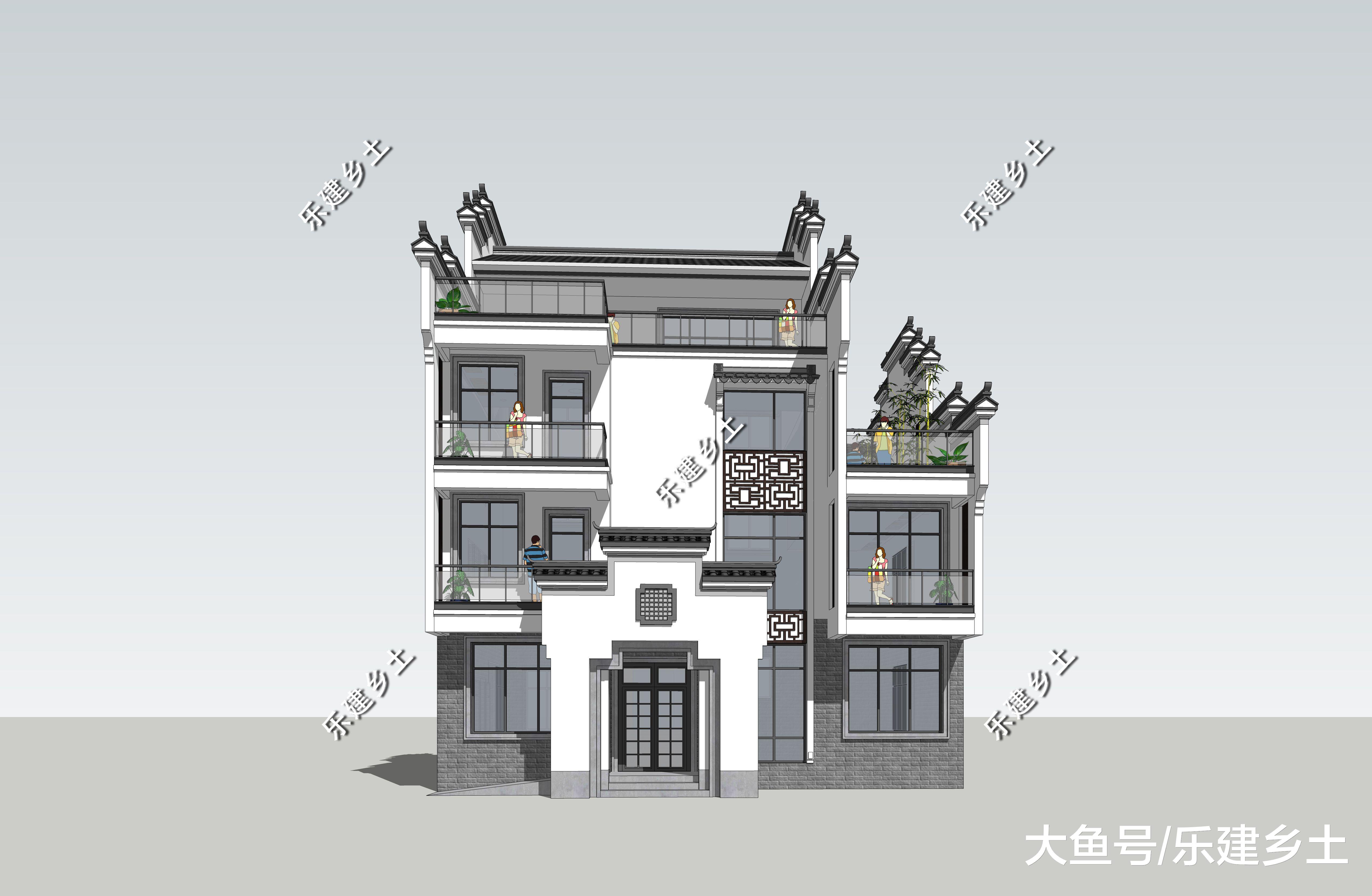 广东省平远县黄宅定制设计，四层中式徽派风格