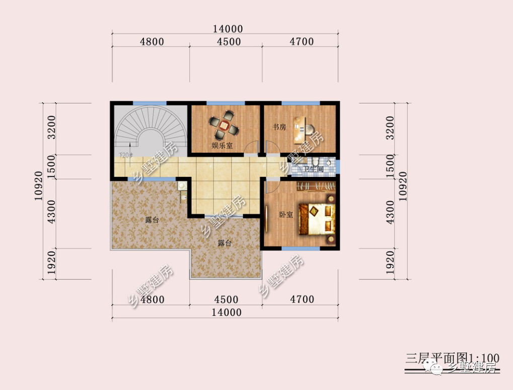 14x10米的欧式别墅，半地下室+旋转楼梯，不愧为顶级户型！