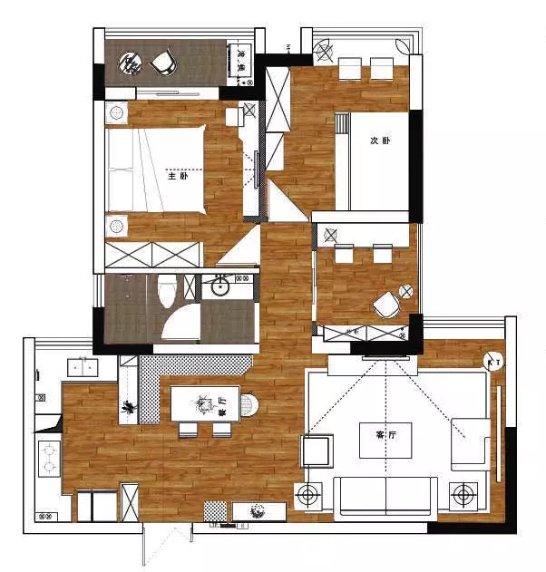 105平三居室，客厅自然清新，一进屋把人吸引住！