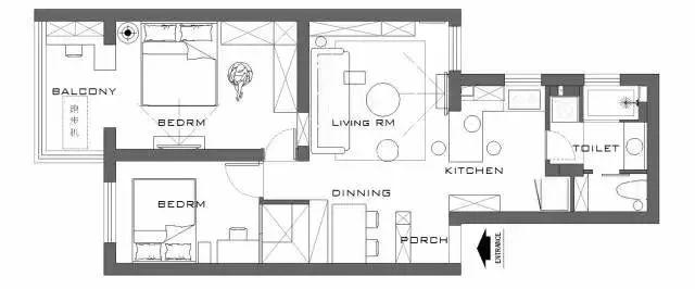 80平的簡約風小戶型二居室，電視背景墻的設計好有創意