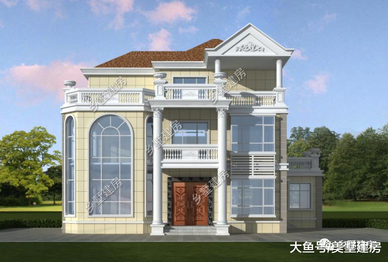 16.2×12欧式别墅，旋转楼梯+挑空客厅，主体造价34万