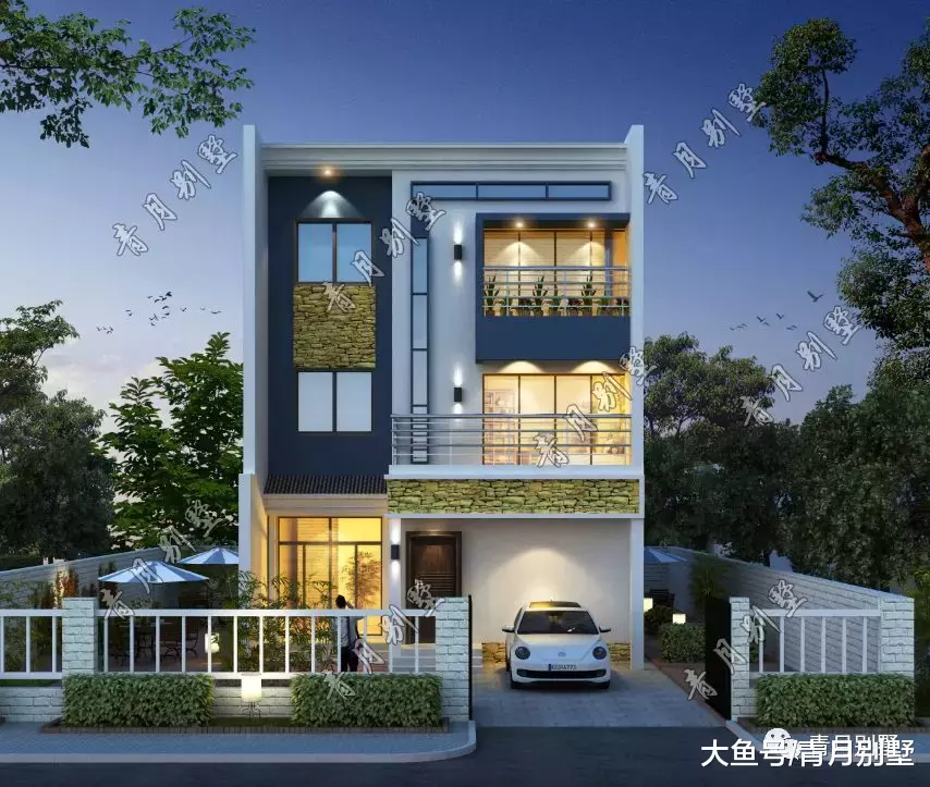 8米×11.7米三层精致现代小别墅，小面宽也可以美得冒泡