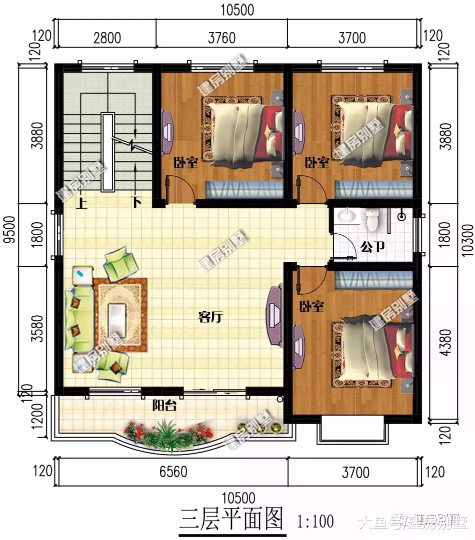 宽10.5米的两栋四层农村别墅，都是很适合在老家建的房子