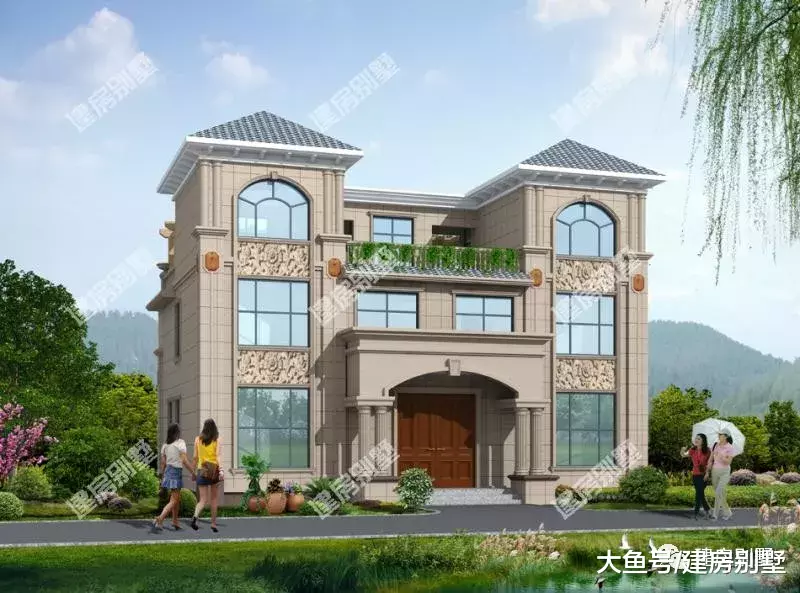 两栋造价低且实用的双拼别墅，面宽都不大，第二栋平屋顶设计