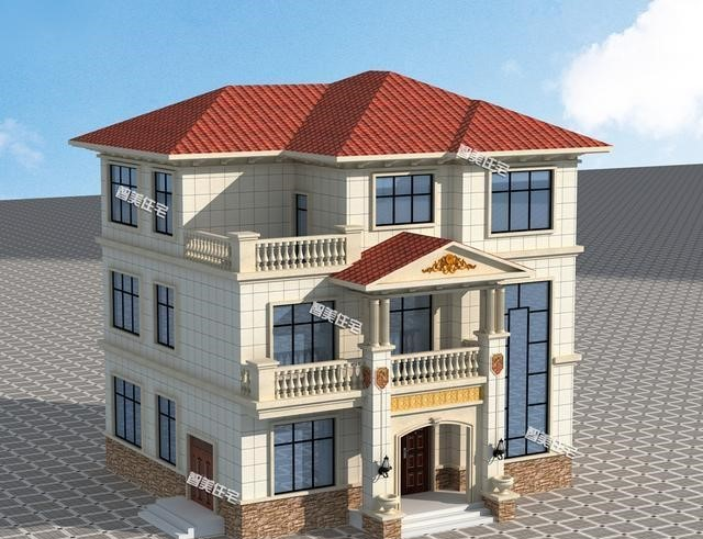 11.9×9.9米三层简欧别墅，精致外观造型，室内布局相当好