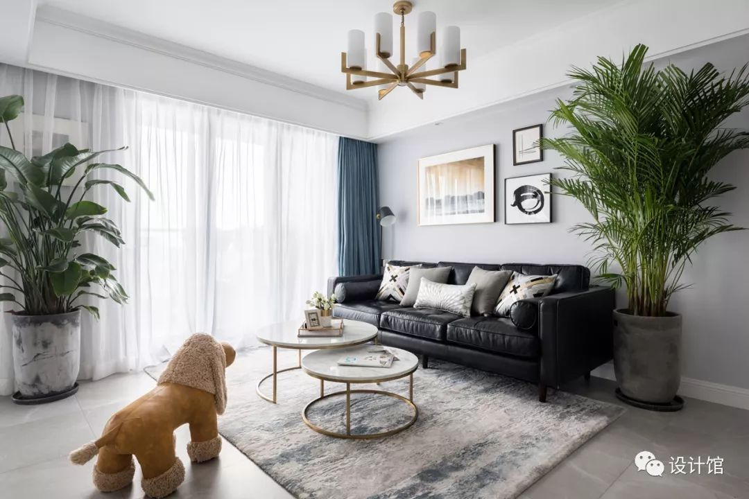 126㎡现代美式，蓝灰色的轻奢